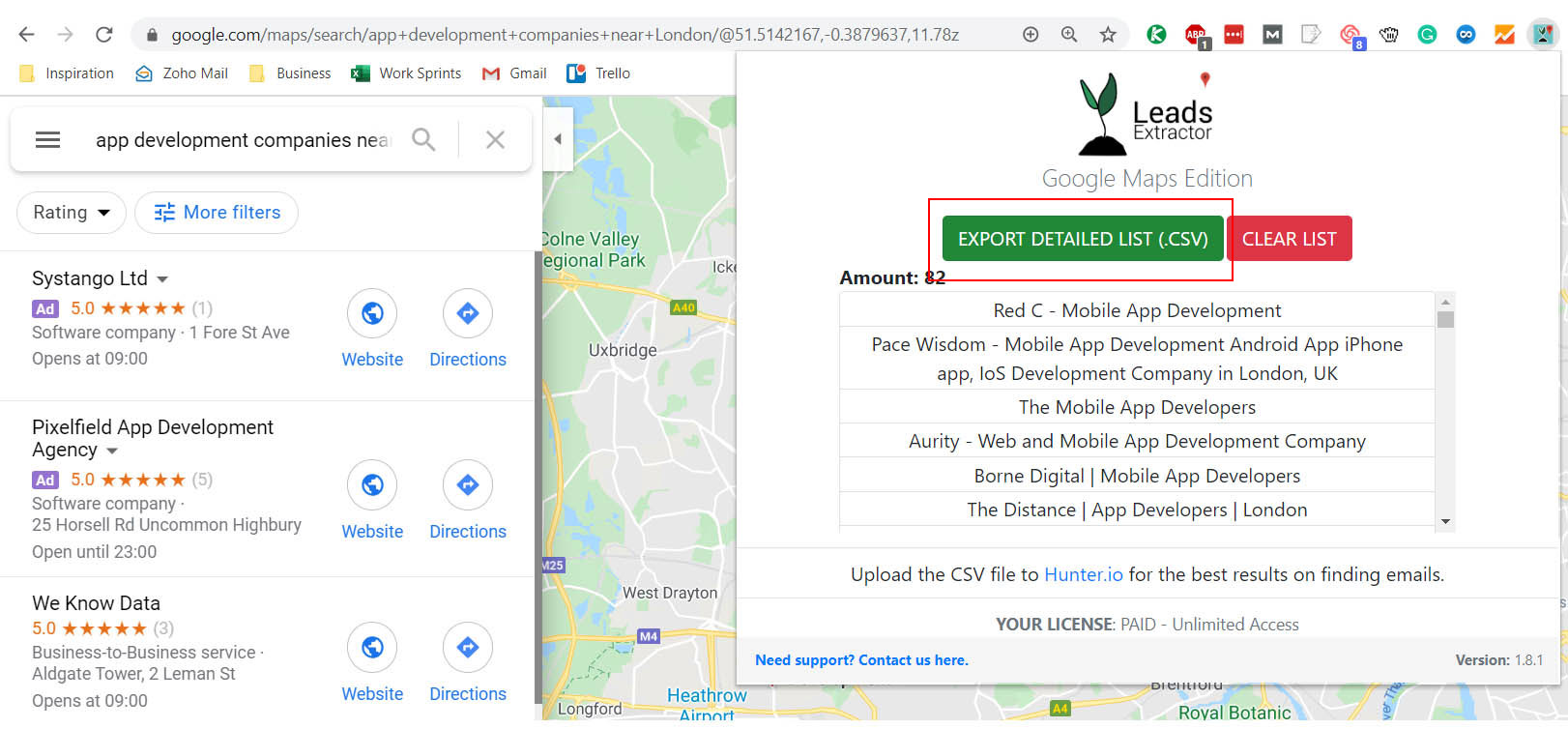 Export detailed CSV